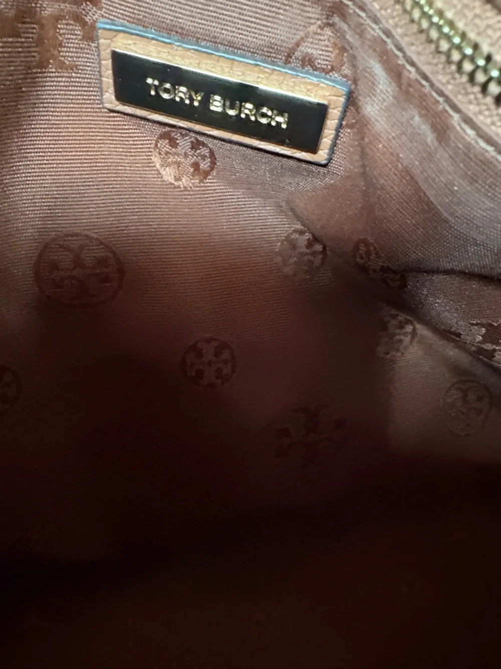 Tory Burch Chestnut Brown Pebbled Leather Tote with Tassel - Picture 2 of 10